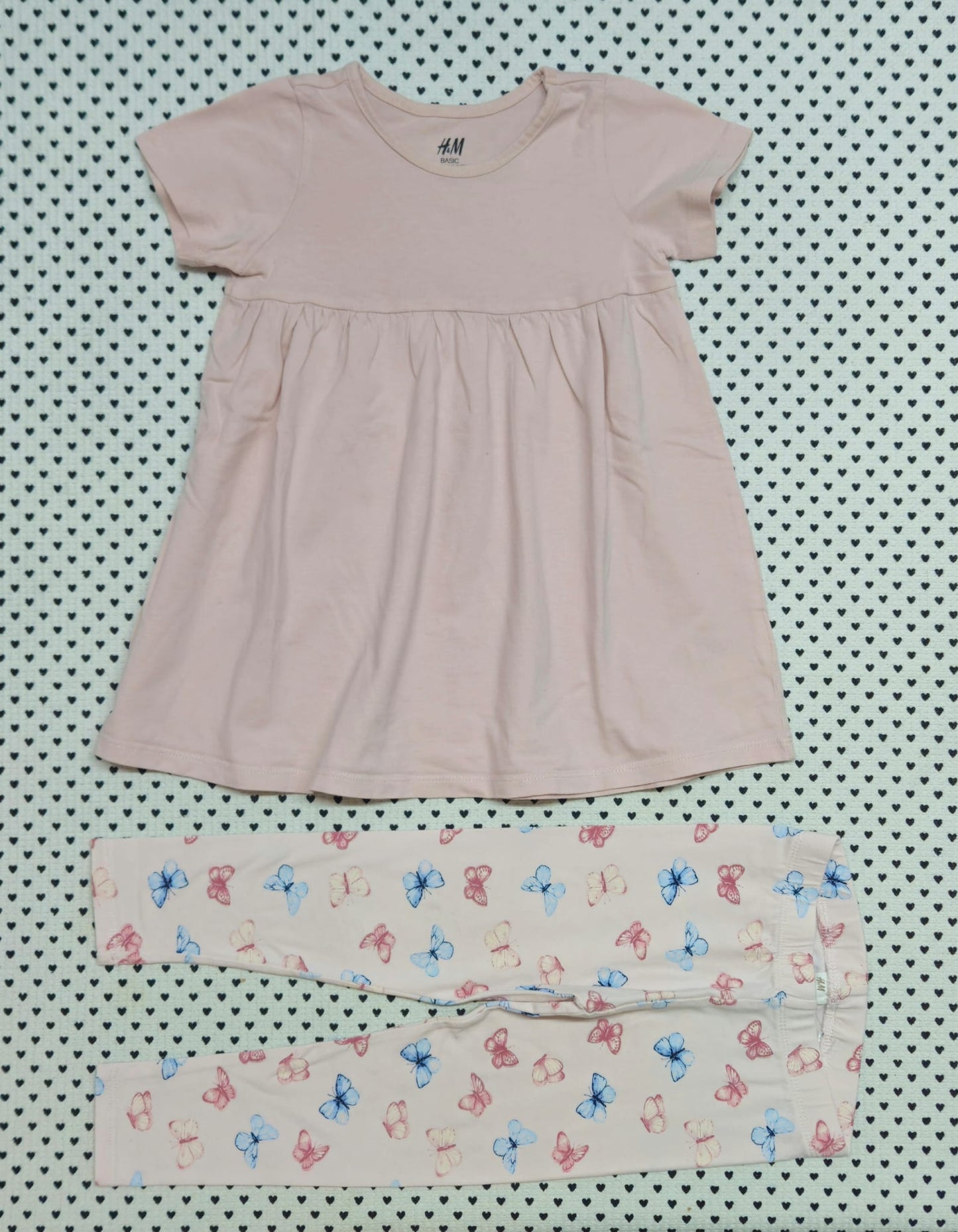 Kids | Mädchen | 2-tlg. Set: Kleid und Leggings (H&M), Gr. 98