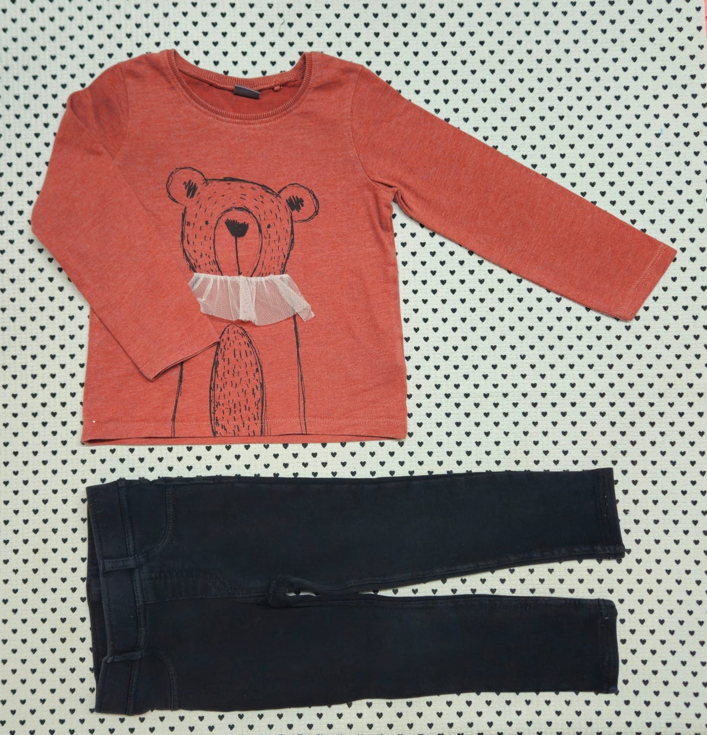 Kids | Mädchen | 2-tlg. Set: Langarmshirt (Next) und Jeggings (H&M), Gr. 98