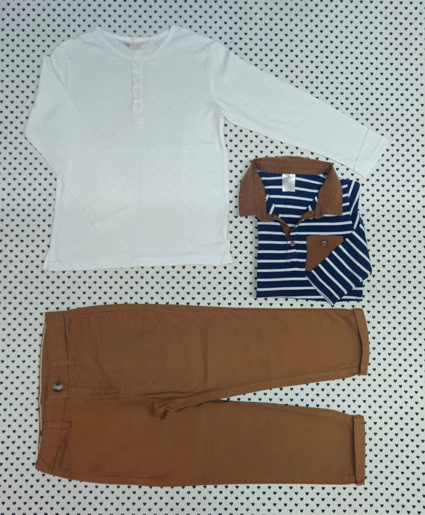 Kids | Junge | 3-tlg. Set: Body, Langarmshirt und Stoffhose (H&M), Gr. 98