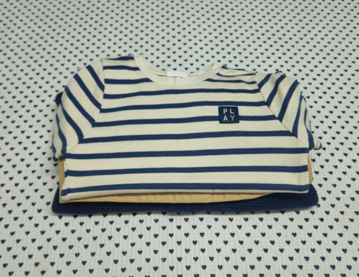 Kids | Junge | 3-tlg. Set: T-Shirt (Pomp de Lux), Strickjacke (Zara), Stoffhose (H&M), Gr. 98