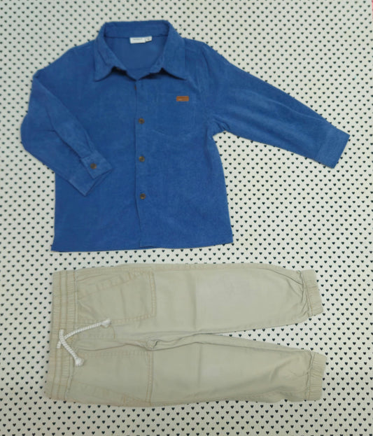 Kids | Junge | 2-tlg. Set: Hemd (Name It) und Stoffhose (H&M), Gr. 98