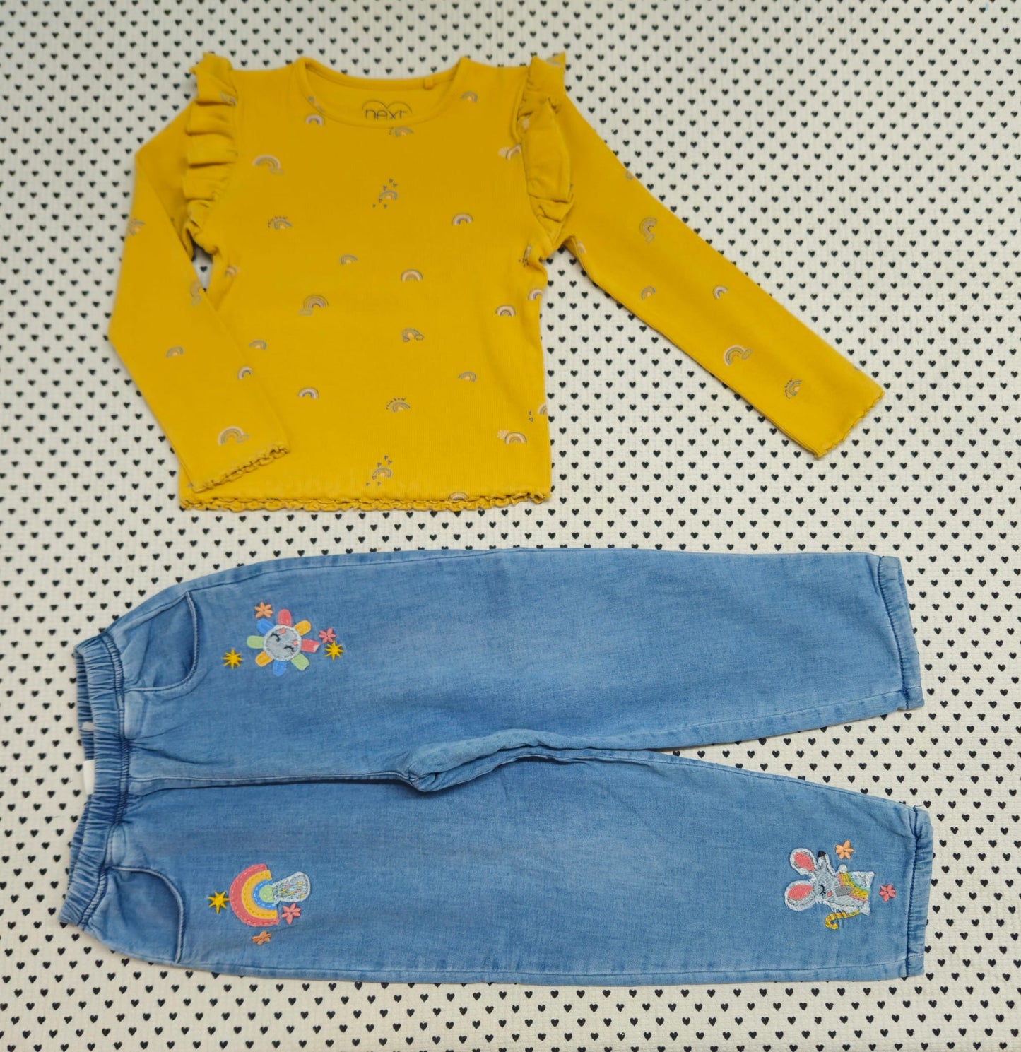 Kids | Mädchen | 2-tlg. Set: Langarmshirt (Next) und Jeanshose (Next), Gr. 104/110