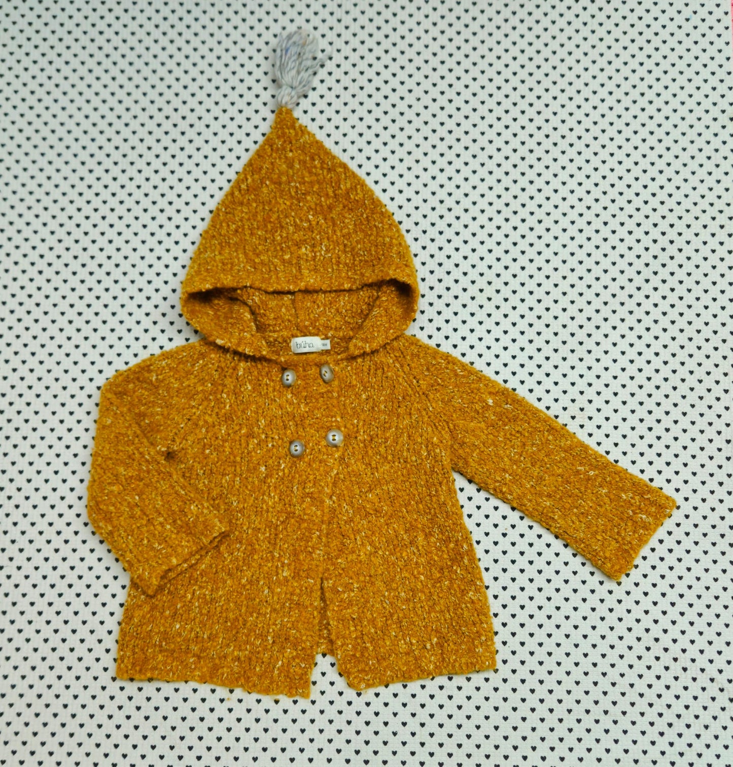 Minis Mädchen | Unisex | Kapuzenstrickjacke mit Wollanteil von Búho, Gr. 86