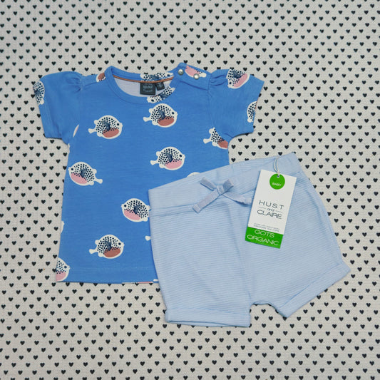 Minis Mädchen | 2-tlg. Set: T-Shirt (Babyface) und Shorts (Hust & Claire), Gr. 62