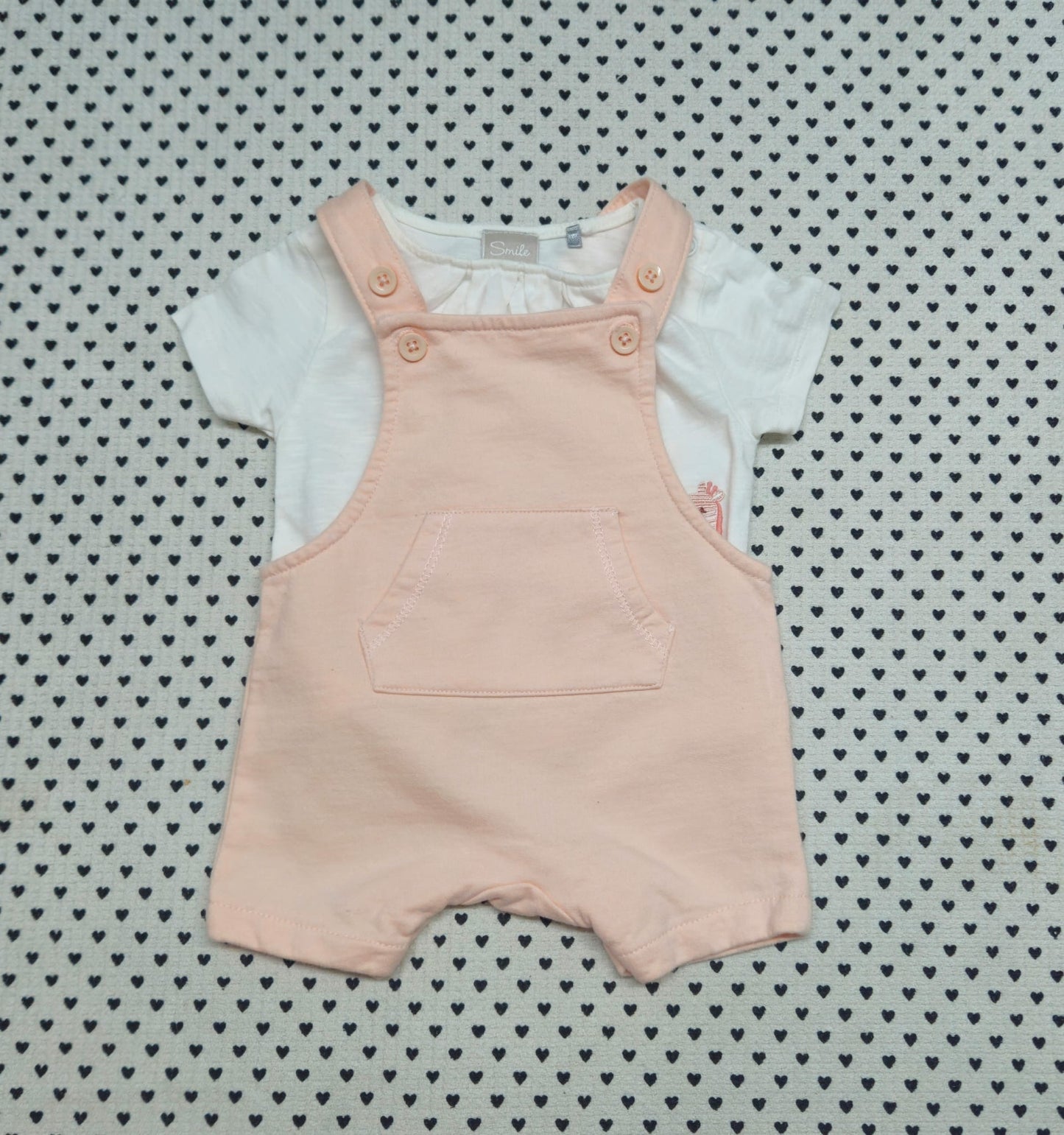 Minis Mädchen | 2-tlg. Set: T-Shirt und Latzhose (Smile), Gr. 56