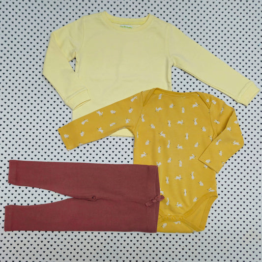 Minis Mädchen | 3-tlg. Set: Body (Next), Pullover (Vertbaudet) und Leggings (Zara), Gr. 86