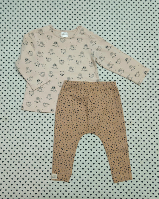 Minis Mädchen | 2-tlg. Set: Langarmshirt (H&M) und Leggings (Next), Gr. 74