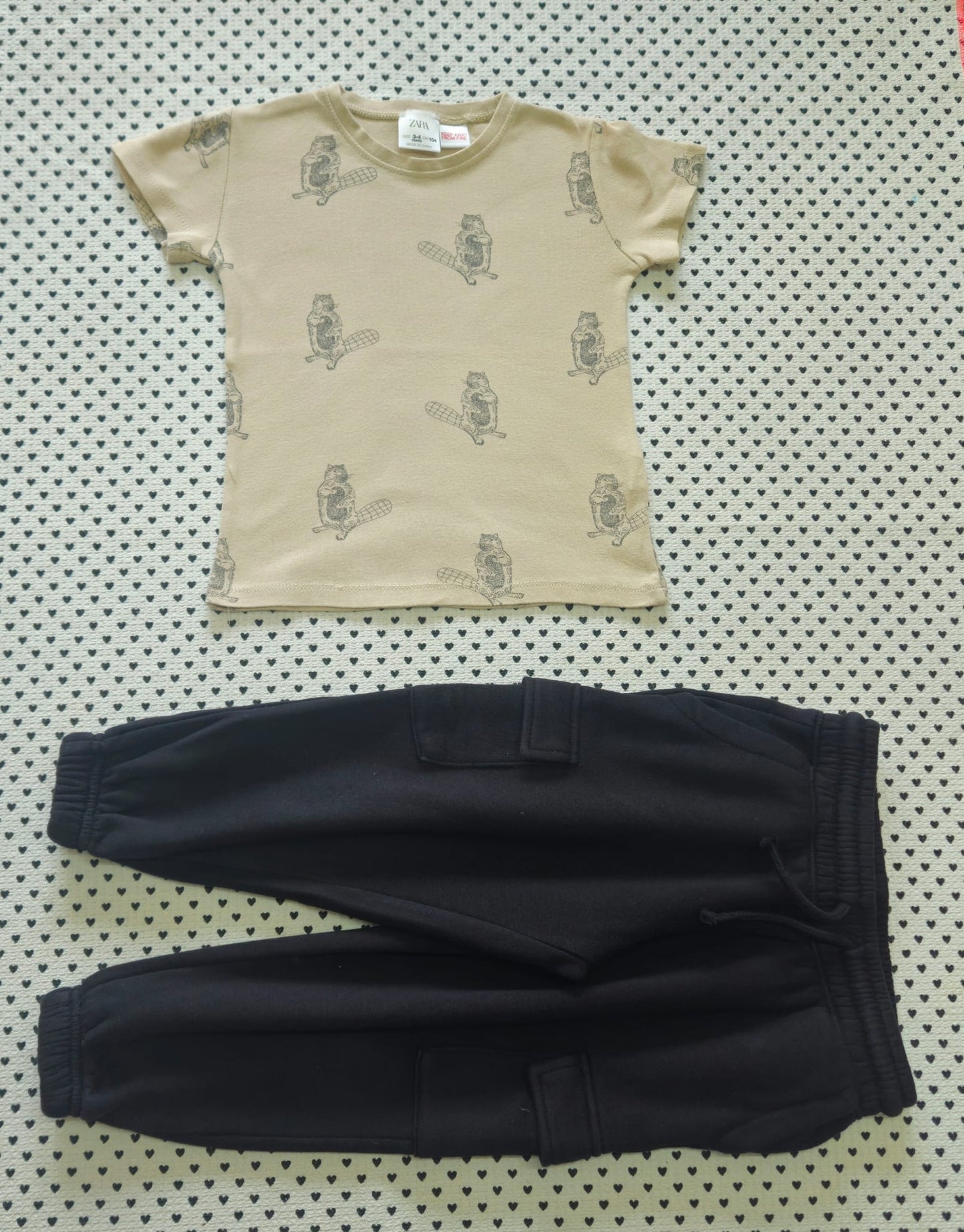 Kids | Junge | Unisex | 2-tlg. Set: T-Shirt (Zara) und Trainerhose (H&M), Gr. 98