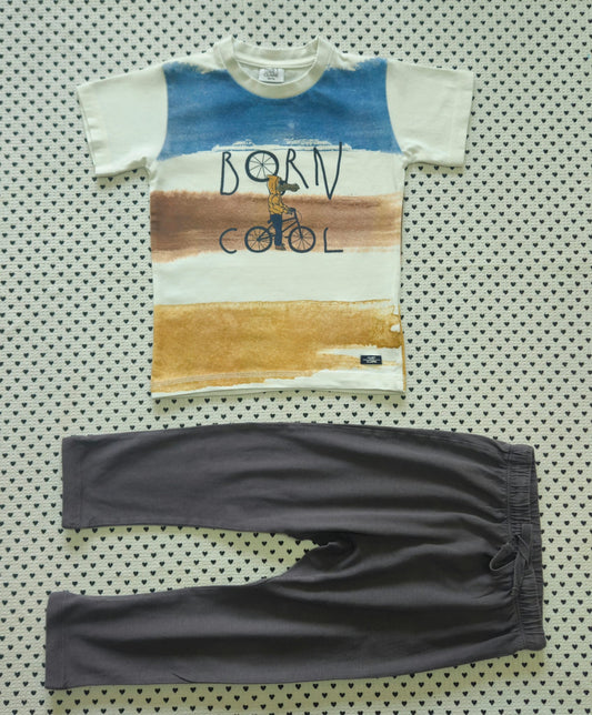 Kids | Junge | 2-tlg. Set: T-Shirt (Hust & Claire) und Trainerhosen (H&M), Gr. 98