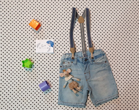 Minis Junge | 5-Pocket Jeansshorts  mit Hosenträgern, Gr. 74